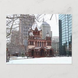 Snowy Copley Square Boston Massachusetts Postcard Feiertagspostkarte