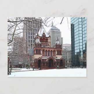 Snowy Copley Square Boston Massachusetts Postcard Feiertagspostkarte
