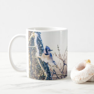 Snowy Day Blue Jay Bird Nature Kaffee Tasse