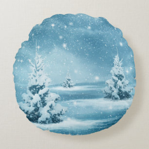 Snowy Days Round Pillow Rundes Kissen
