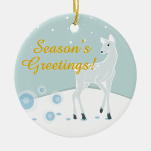 Snowy Deer Keramikornament