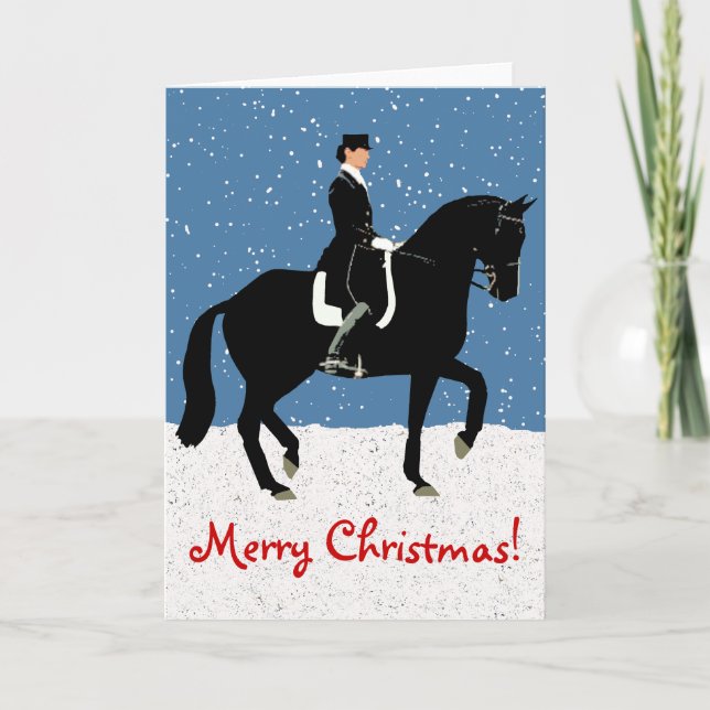 Snowy Dressage Pferd Weihnachten (Vorderseite)