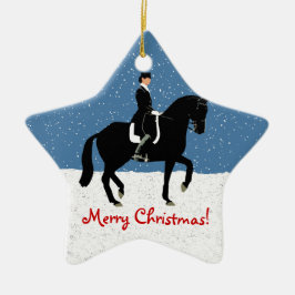 Snowy Dressage Pferd Weihnachten Keramikornament