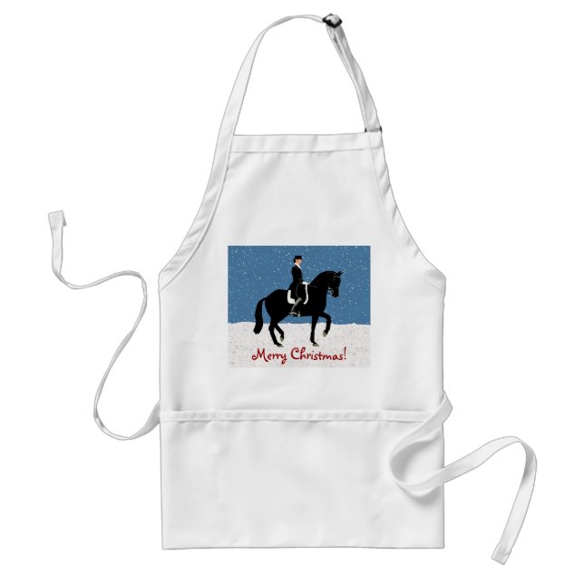 Snowy Dressage Pferd Weihnachten Schürze (Vorne)