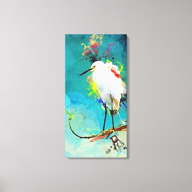 "Snowy Egret" 16" x 32" Leinwanddruck (Vorderseite)