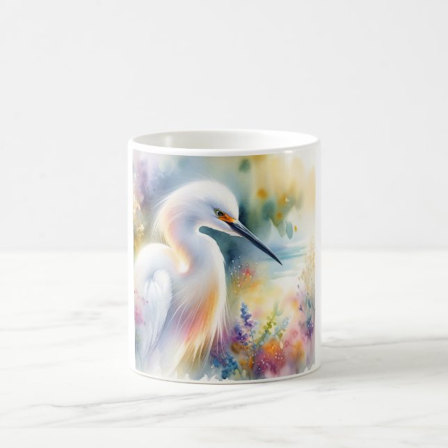 Snowy Egret 180724AREF115 - Watercolor Kaffeetasse (Mittel)