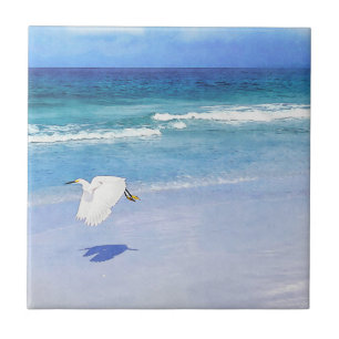 Snowy Egret Coastal Fliese