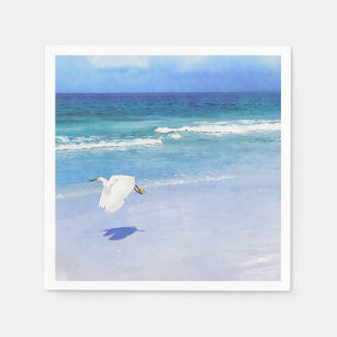 Snowy Egret Coastal Serviette