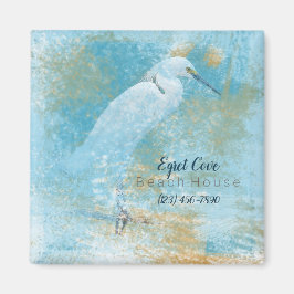 Snowy Egret Coastal Vacacation House Magnet