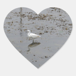 Snowy Egret Herz-Aufkleber