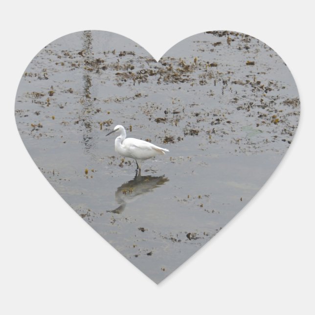 Snowy Egret Herz-Aufkleber (Vorderseite)