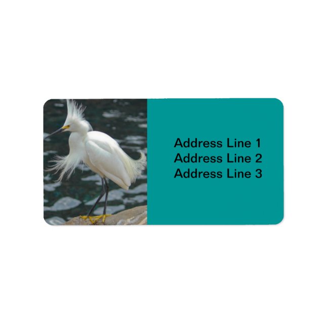 Snowy Egret Label Adressaufkleber (Vorne)