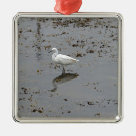 Snowy Egret Ornament Aus Metall