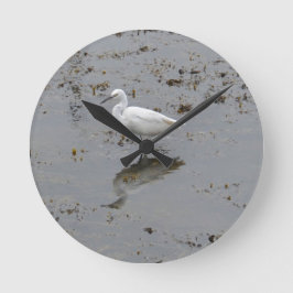 Snowy Egret Runde Wanduhr