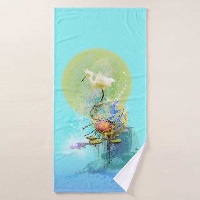 SNOWY EGRET SERENITY BADEHANDTUCH (Badehandtuch)