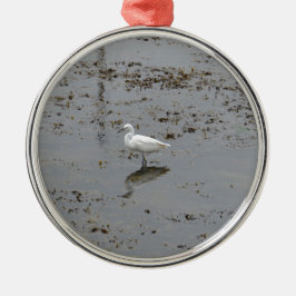 Snowy Egret Silbernes Ornament