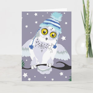 Snowy-Eule mit Hat~ Winter-Gruß-Karten Karte