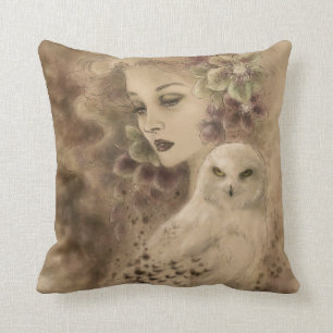 Snowy-Eulen-Fantasie-Illustrations-Kissen Kissen