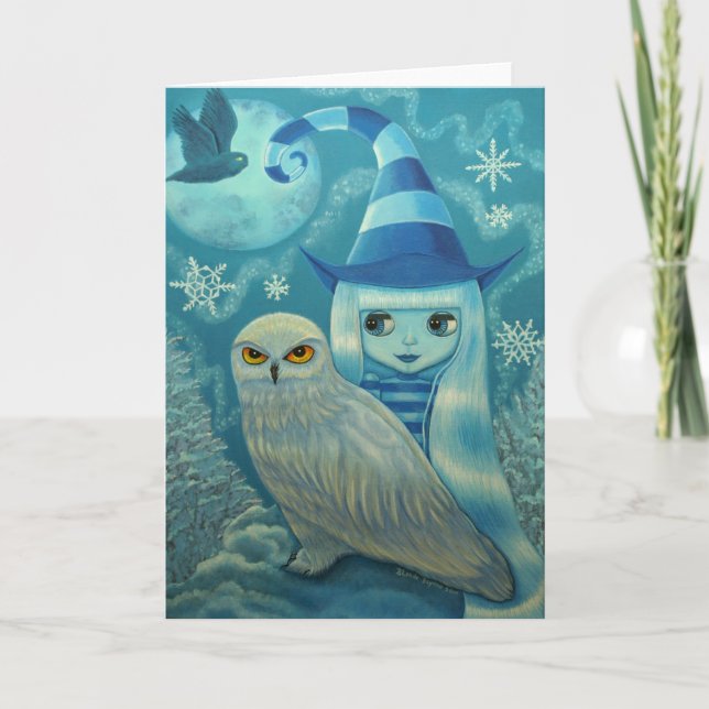 Snowy-Eulen-Hexe-Karte Karte (Vorderseite)