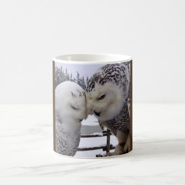 Snowy-Eulen-Liebe-Vogel-Tasse Kaffeetasse (Mittel)