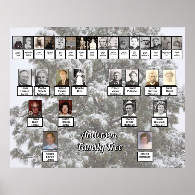 Snowy Evergreen 4 Generation Family Trester Poster (Vorne)