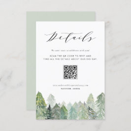 Snowy Evergreen Forest QR Code Hochzeitsdetails Begleitkarte