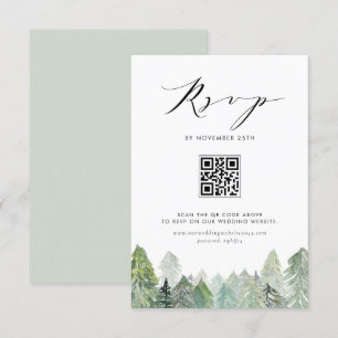 Snowy Evergreen Forest QR Code Winterhochzeit RSVP Karte