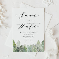 Snowy Evergreen Forest Winter Save the Date