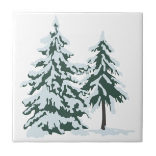 Snowy Evergreens Fliese