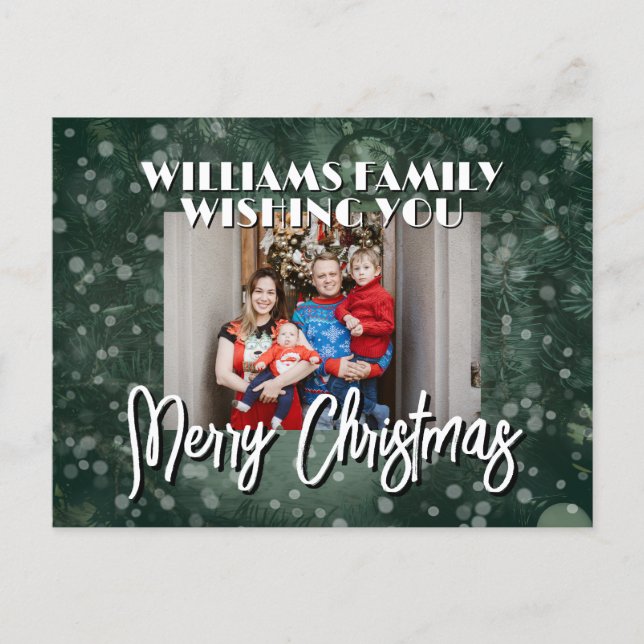 Snowy family picture Christmas Postkarte (Vorderseite)