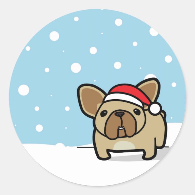 Snowy Fawn Frenchie Runder Aufkleber (Vorderseite)