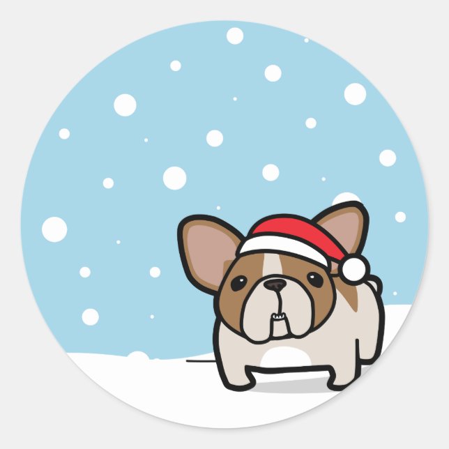 Snowy Fawn Pied Frenchie Runder Aufkleber (Vorderseite)