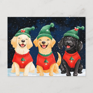 Snowy Festive Santa Paws Wasserfarbe Ankündigungspostkarte