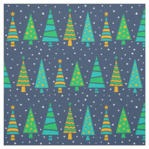 Snowy Fir Trees Fabric Stoff