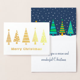 Snowy Fir Trees Foil Christmas Card Folienkarte
