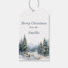 Snowy Forest Frohe Weihnachten Geschenkanhänger