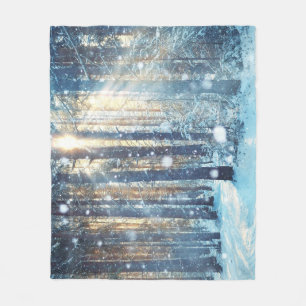 Snowy Forest Frosty Winter Szene Fleecedecke