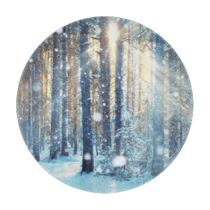Snowy Forest Frosty Winter Szene Schneidebrett