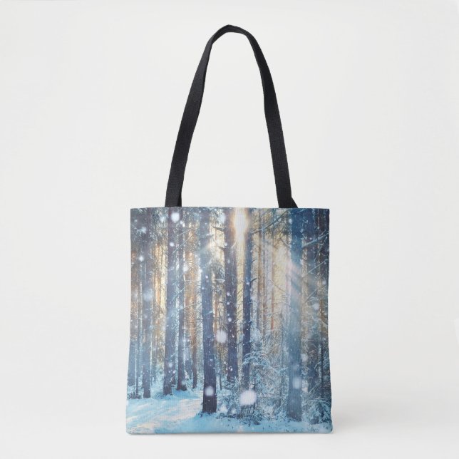 Snowy Forest Frosty Winter Szene Tasche (Vorderseite)