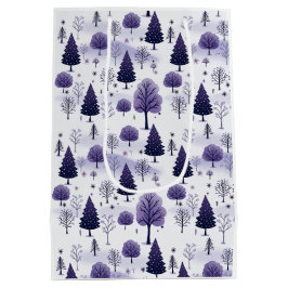 Snowy Forest Lila Weihnachten Mittlere Geschenktüte