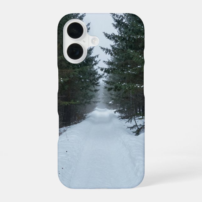 Snowy Forest Path Winter Phone Case iPhone 16 Hülle (Rückseite)