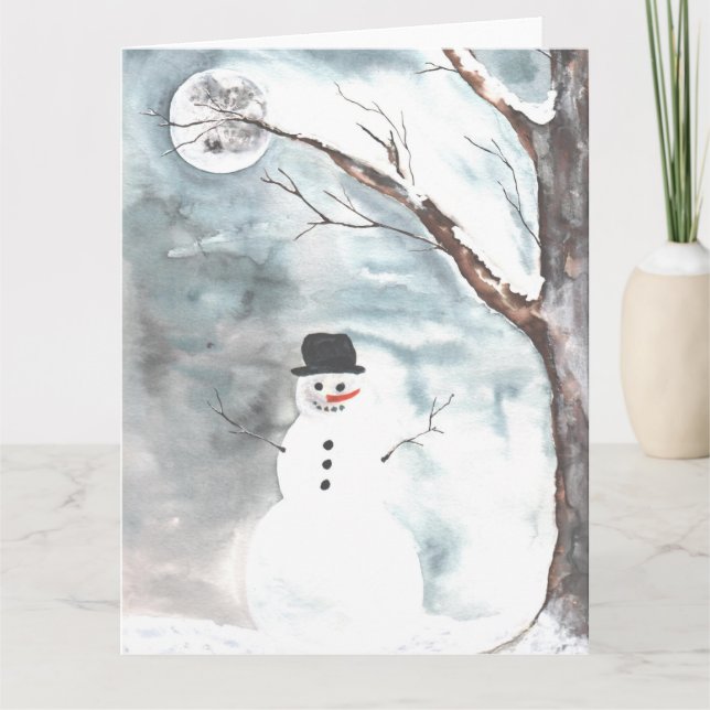 Snowy Forest Snowman Dankeskarte (Vorderseite)