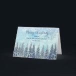 Snowy Forest Son & Daughter im Gesetz Frohe Weihna Karte<br><div class="desc">Frohe Weihnachten für Sohn und Tochter in der Rechtskarte mit einem schneebedeckten Wasserfarbenwald und nachdenklichen Vers.</div>