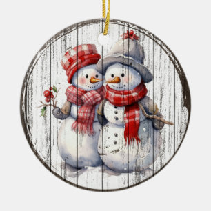 Snowy Friends - Weihnachts-Schneemann-Ornament Keramik Ornament
