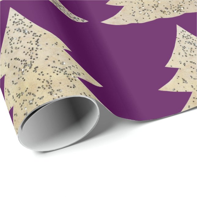 Snowy Funkelficht auf lila Geschenkpapier (Rolleneckpunkt)