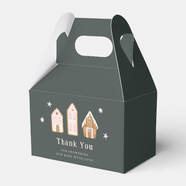 Snowy Gingerbread House Girl Baby Shower Geschenkschachtel (Vorderseite)