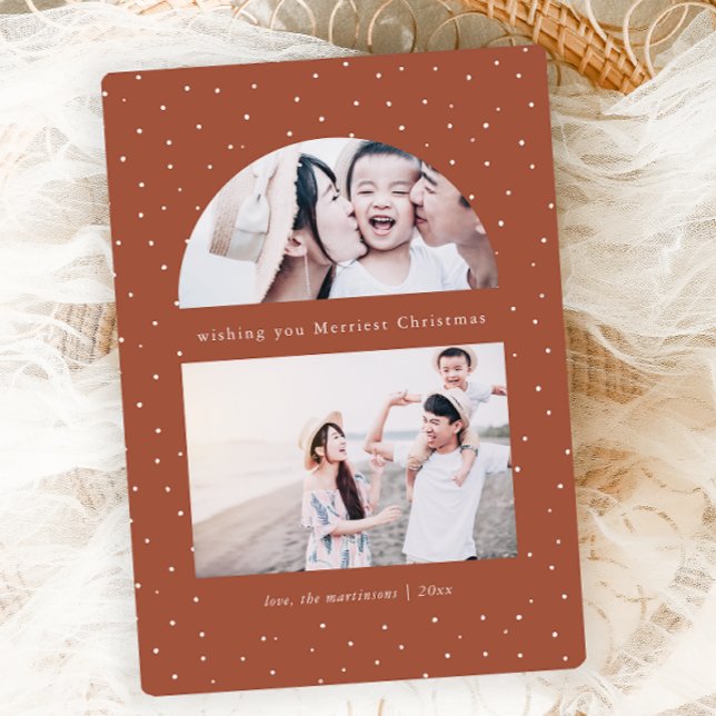 Snowy Globe Terracotta Weihnachts-Fotokarte (Von Creator hochgeladen)