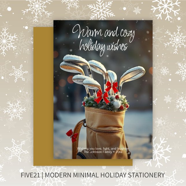 Snowy Golf Wintersaison Wünsche ・ Gold Feiertagskarte (Von Creator hochgeladen)