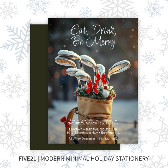 Snowy Golf Wintersaison wünscht Party Einladung (Von Creator hochgeladen)