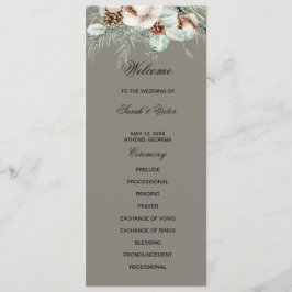 Snowy Greenery floral double side program card Programm